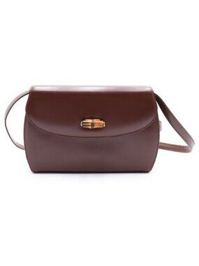 Gucci Bamboo Turnlock Shoulder Bag Back Brown Leather